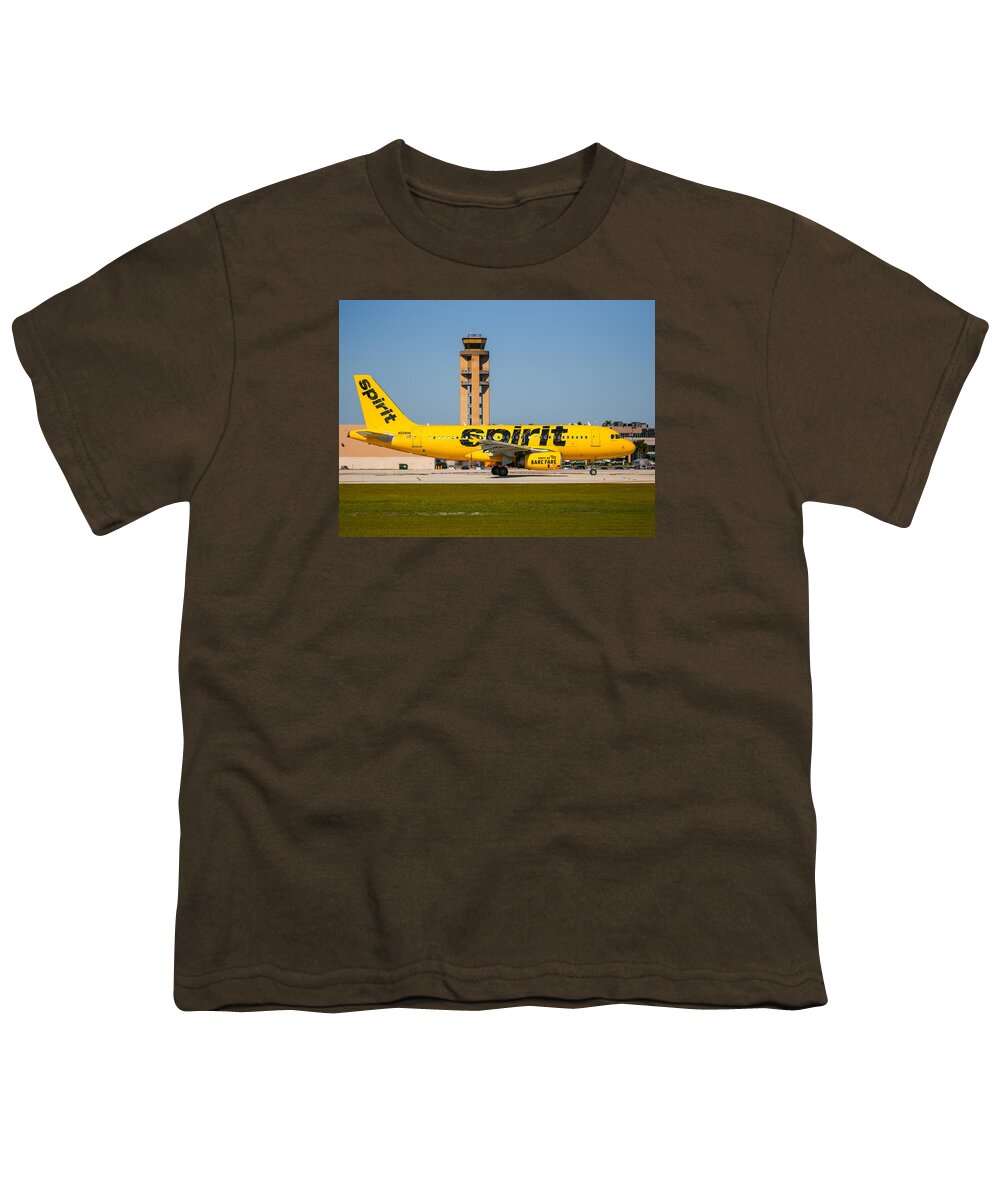 Airplane Youth T-Shirt featuring the photograph Spirit Airline by Dart Humeston
