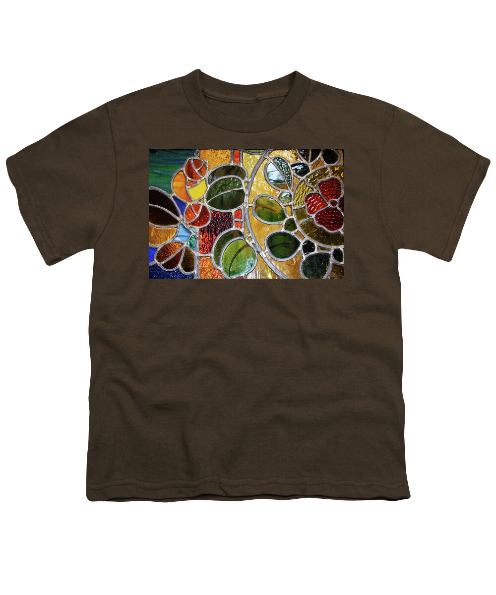 Stained Glass Youth T-Shirt featuring the photograph Stained Glass Wall Decor by Tatiana Travelways