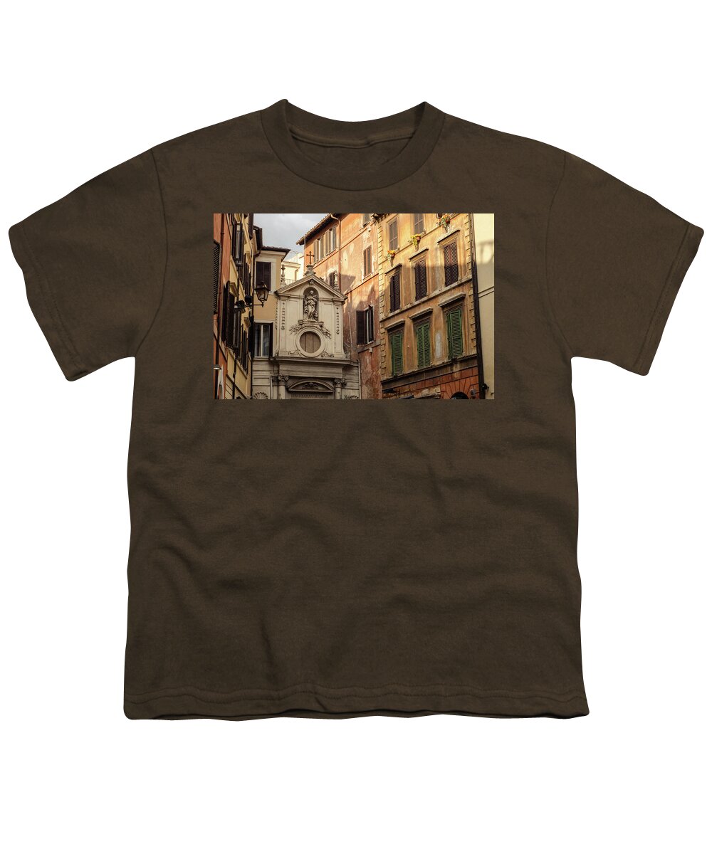 Street Youth T-Shirt featuring the photograph Streets of Rome - Through art and history by AM FineArtPrints