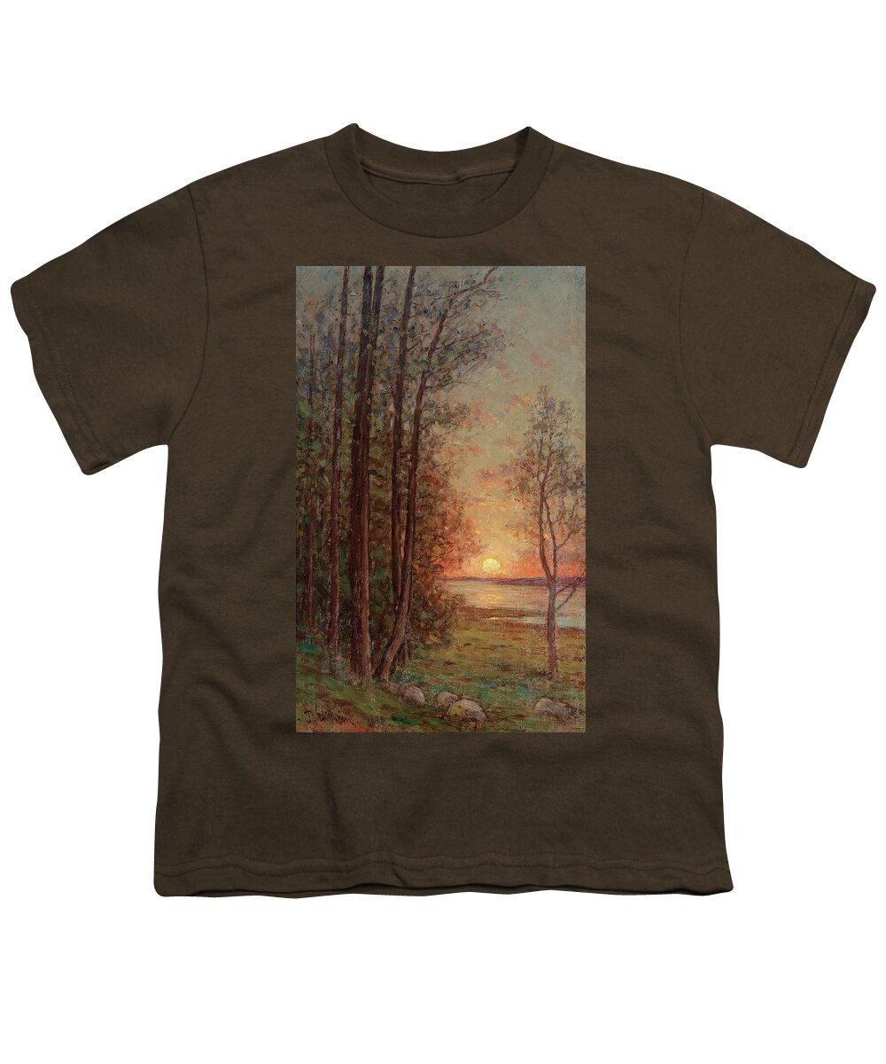 Per Ekstr�m Youth T-Shirt featuring the painting Sun Setting Over The Sea by MotionAge Designs