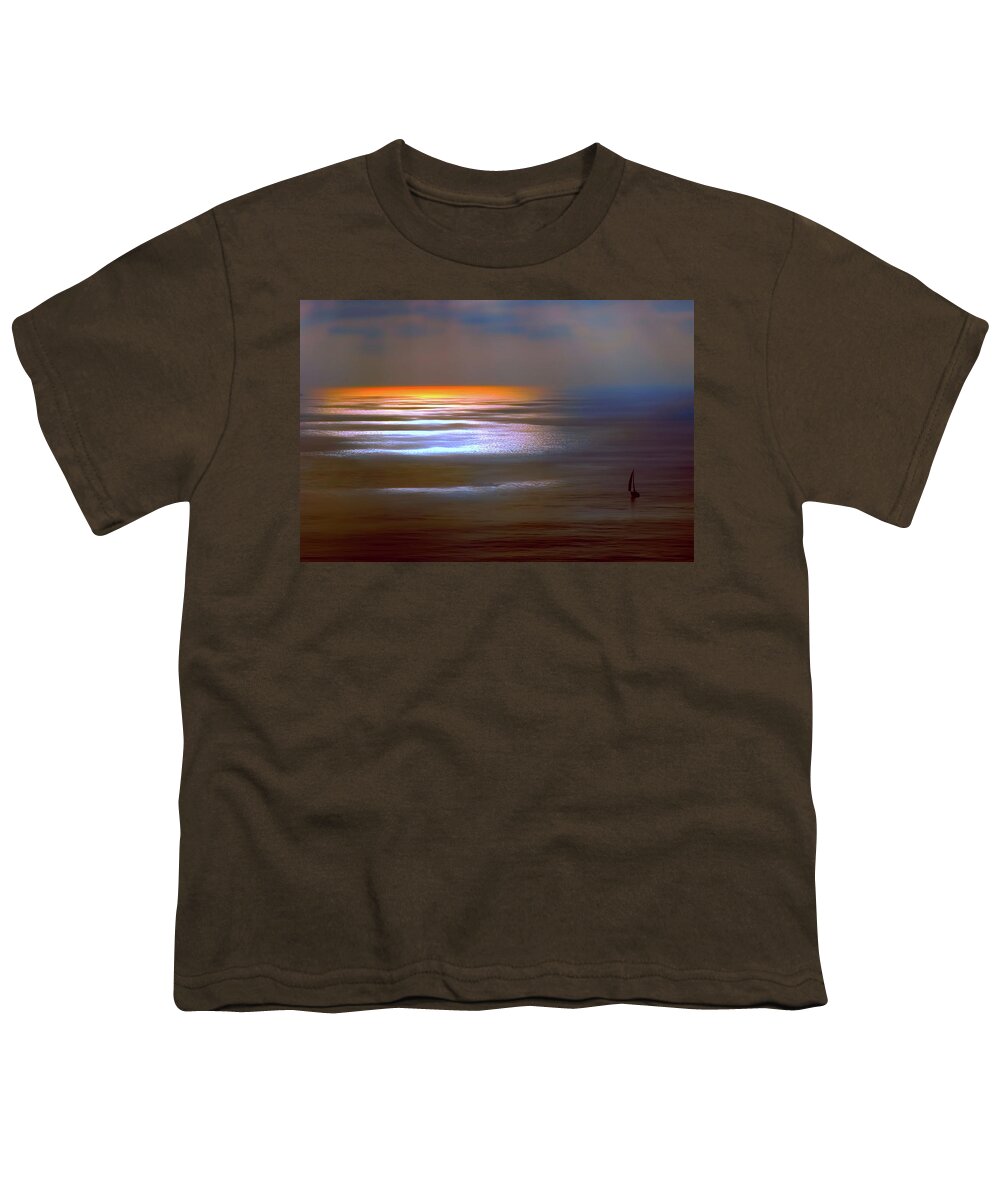 Tranquility Youth T-Shirt featuring the photograph Sunset Glow by Lena Owens - OLena Art Vibrant Palette Knife and Graphic Design