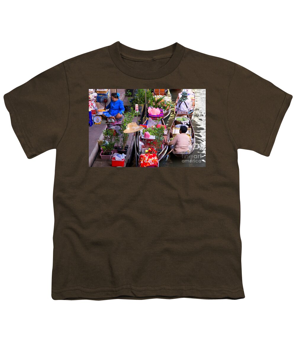 Thailand's Floating Market Youth T-Shirt featuring the photograph Thailand's Colorful Floating Market by Rene Triay FineArt Photos