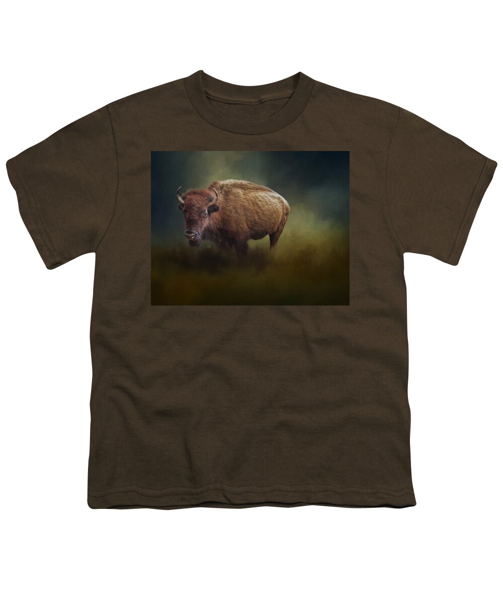 America Youth T-Shirt featuring the photograph The American Bison by David and Carol Kelly