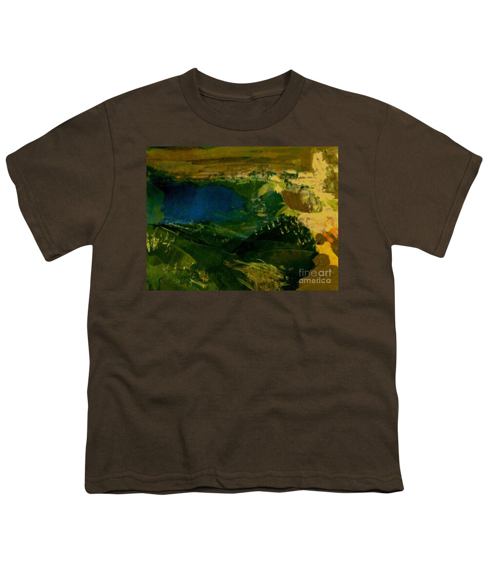 Gouache And Acrylic Abstract Landscape Youth T-Shirt featuring the painting The Blue Lake by Nancy Kane Chapman