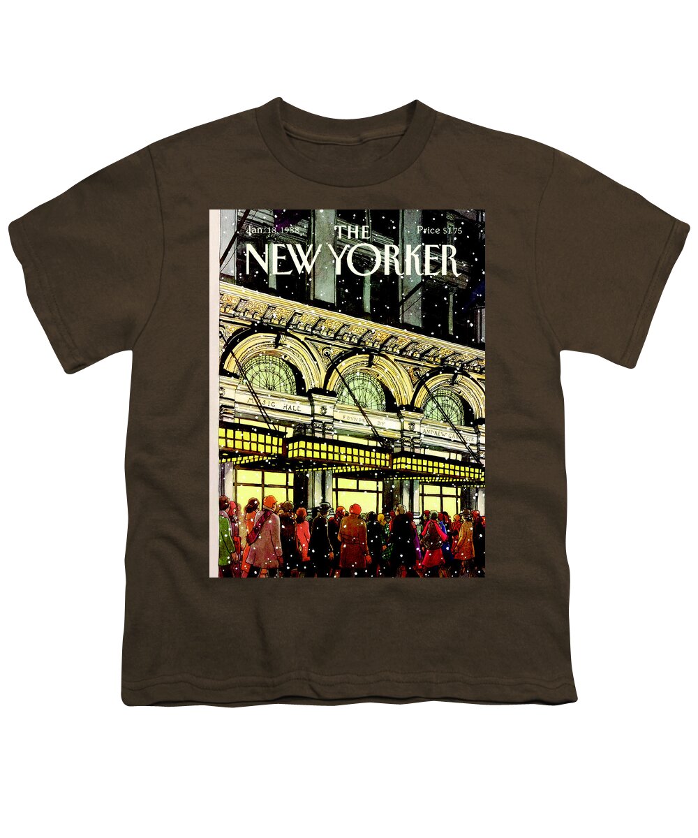 Urban Youth T-Shirt featuring the painting The New Yorker Cover - January 18th, 1988 by Roxie Munro
