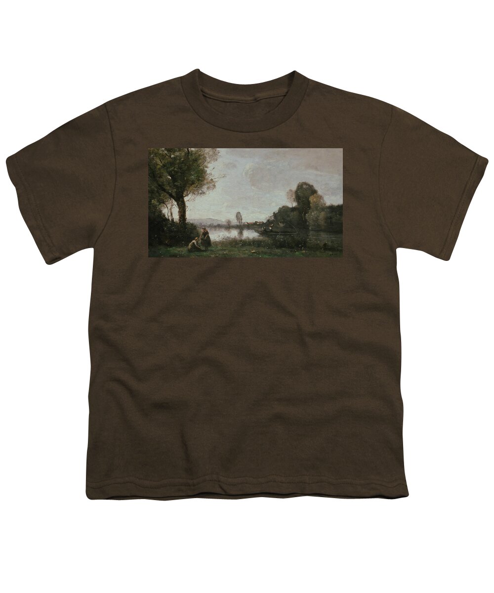 Jean-baptiste-camille Corot Youth T-Shirt featuring the painting The Seine at Chatou by Jean-Baptiste-Camille Corot