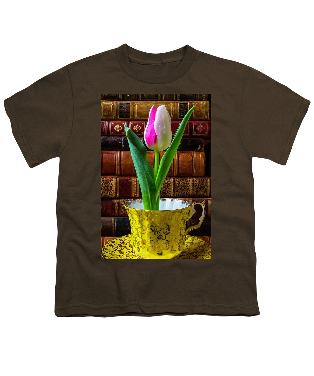 Old Youth T-Shirt featuring the photograph Tulip In A Tea Cup by Garry Gay