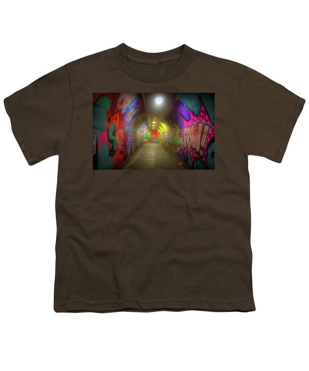 New York Youth T-Shirt featuring the photograph Tunnel Graffiti by Mark Andrew Thomas