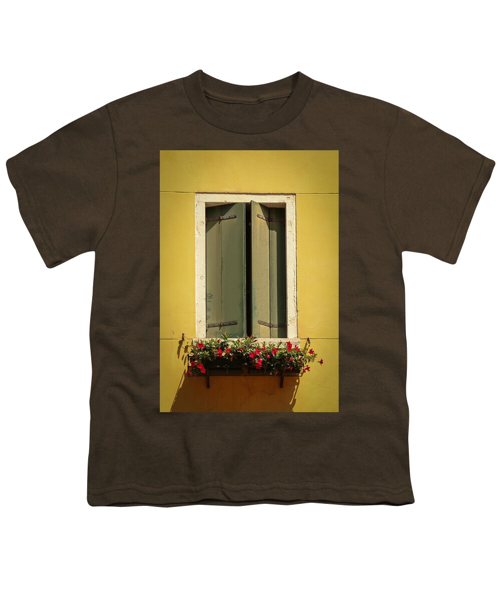 Venice Youth T-Shirt featuring the photograph Venice Window in Green by Kathleen Scanlan