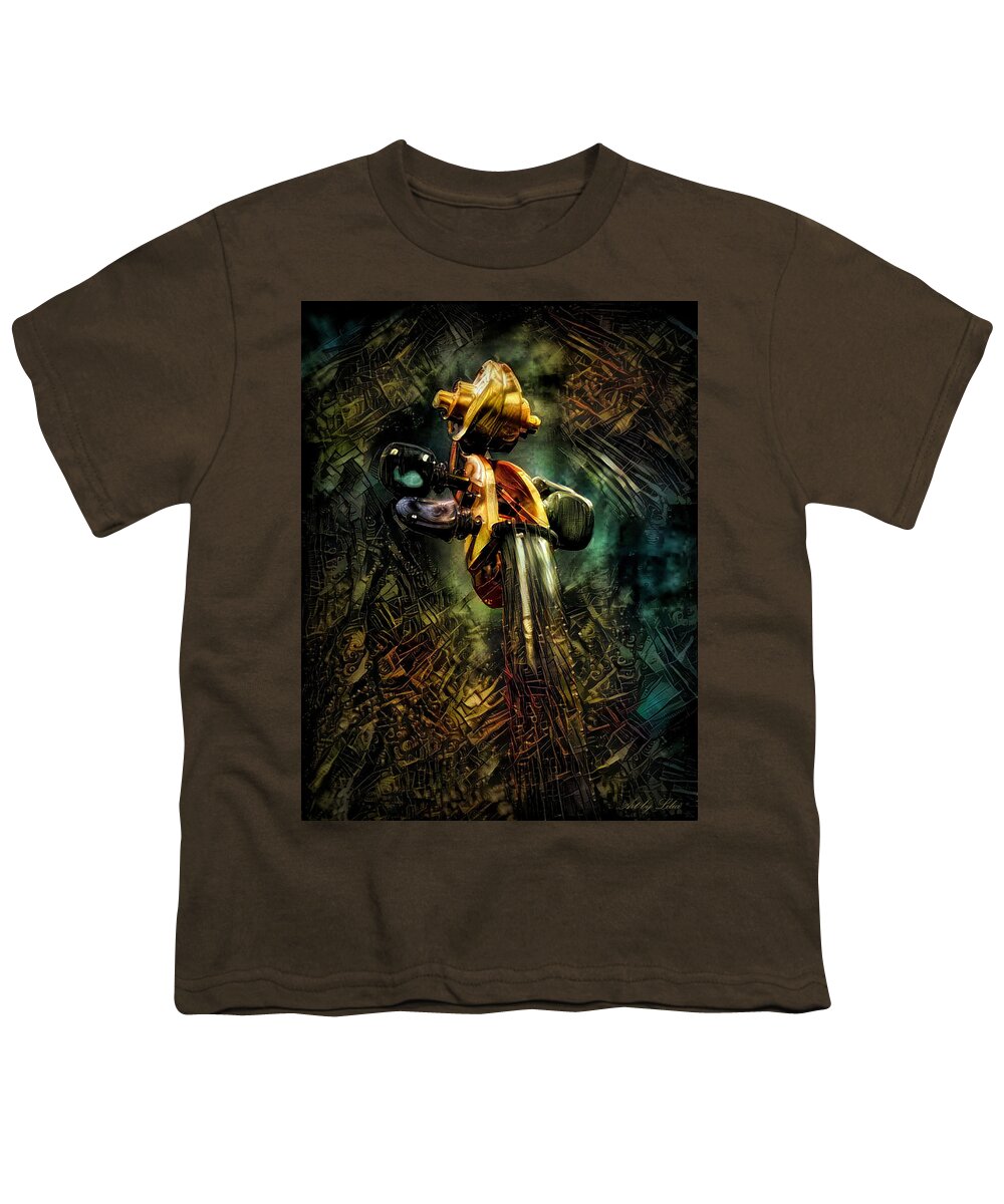 Music Youth T-Shirt featuring the mixed media Violin by Lilia S