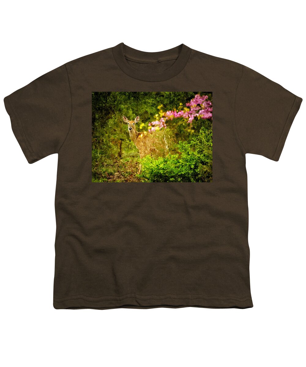 Watercolor Youth T-Shirt featuring the painting Virginia Deer by Rick Mosher