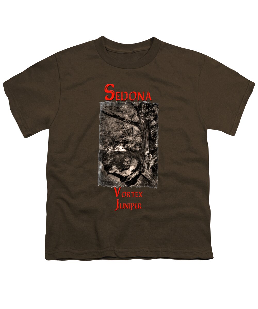 Arizona Youth T-Shirt featuring the photograph Vortex Juniper Clinging to a High Perch by Roger Passman
