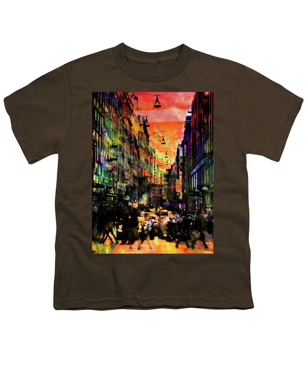 People Youth T-Shirt featuring the photograph Walking people by Gabi Hampe