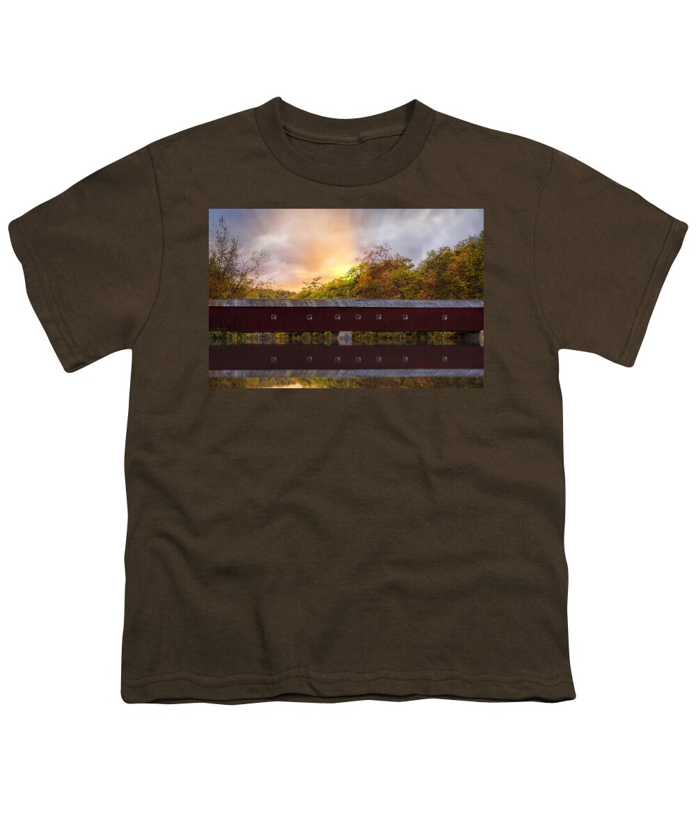 Cornwall Youth T-Shirt featuring the photograph West Cornwall Covered Bridge by Susan Candelario