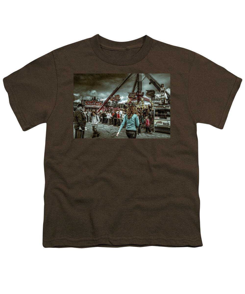 People Youth T-Shirt featuring the photograph Who's Zooming Who by Wayne Sherriff