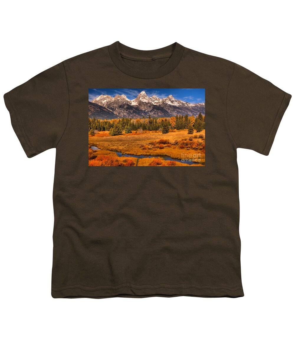 Blacktail Ponds Youth T-Shirt featuring the photograph WInding Through The Fall Willows by Adam Jewell