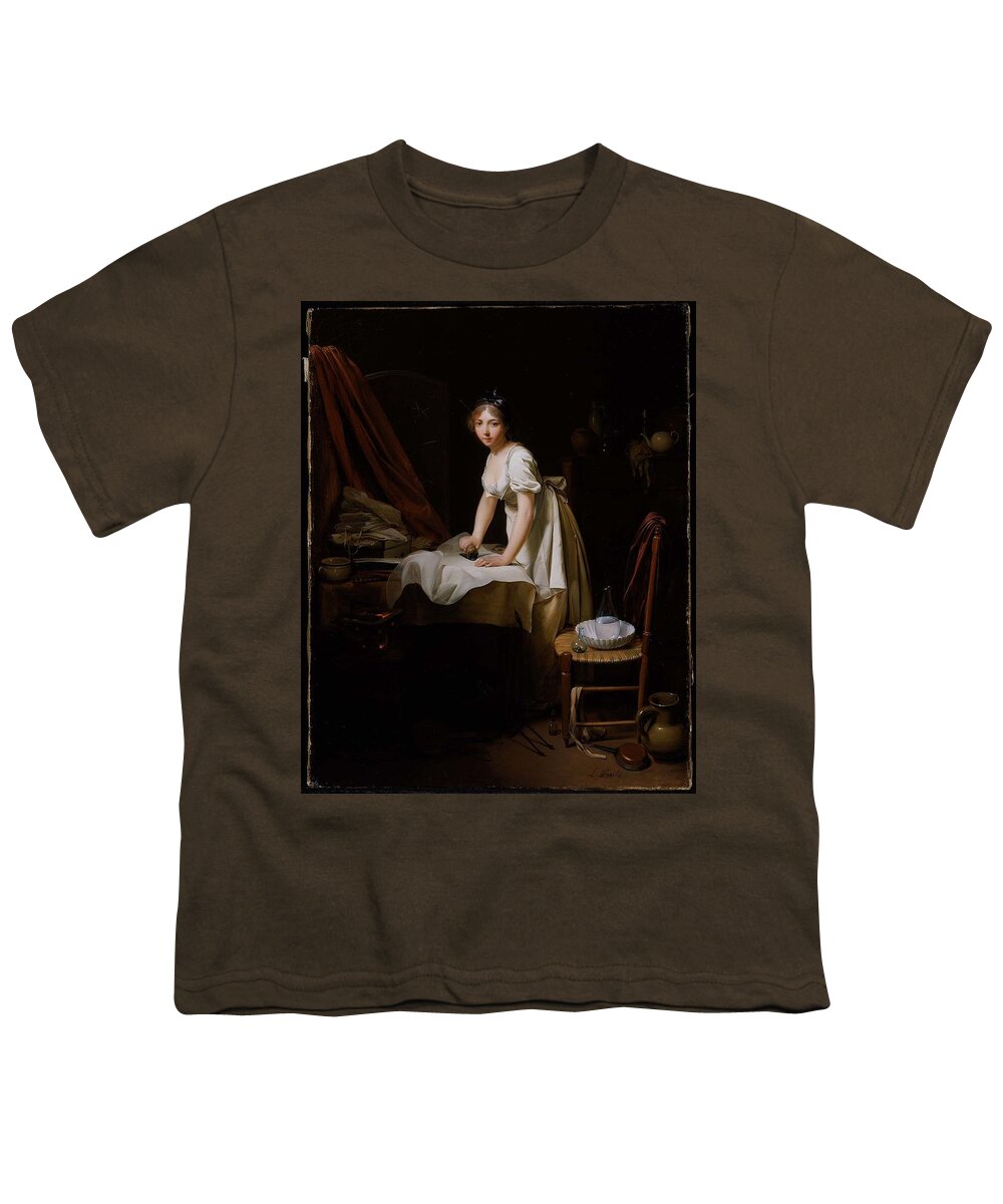 Young Woman Ironing About 1800 Louis-lopold Boilly (french Youth T-Shirt featuring the painting Young Woman Ironing by MotionAge Designs