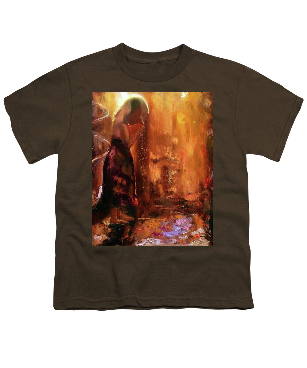  Youth T-Shirt featuring the painting Zoe in the Mist by Josef Kelly