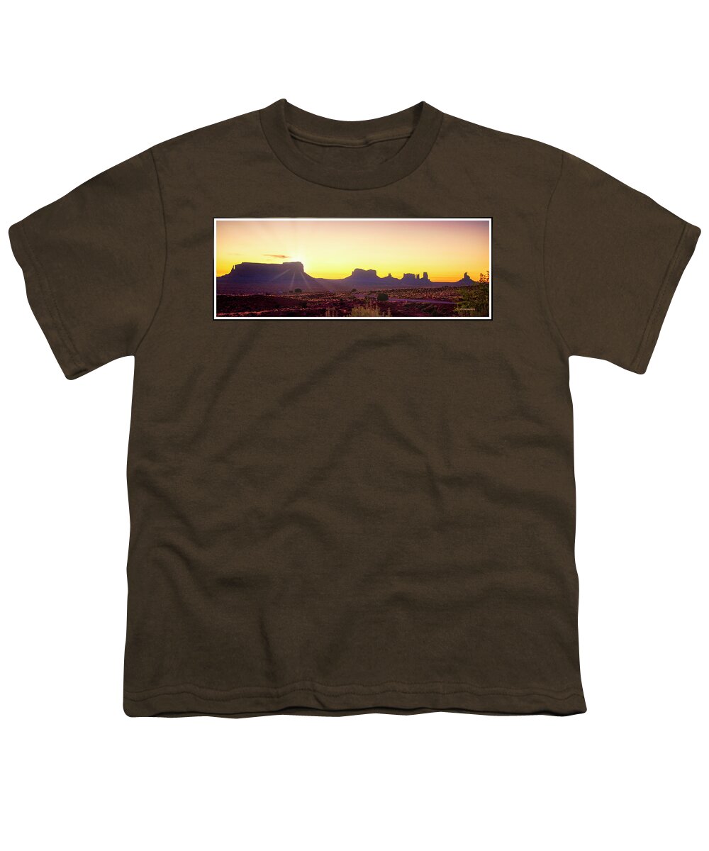 Four Corners Region Youth T-Shirt featuring the photograph Monument Valley Sunrise, Utah #1 by A Macarthur Gurmankin