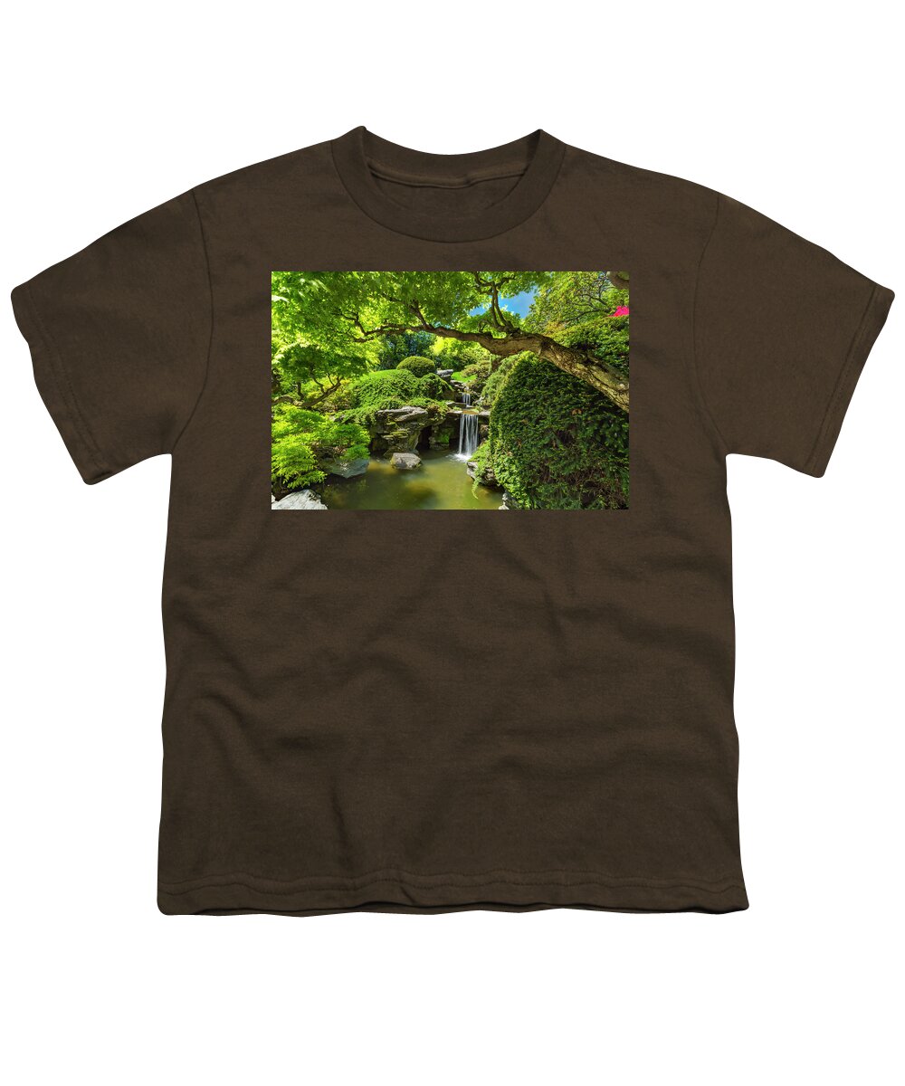 Estock Youth T-Shirt featuring the digital art Pond At Brooklyn Botanic Garden, Nyc #2 by Claudia Uripos