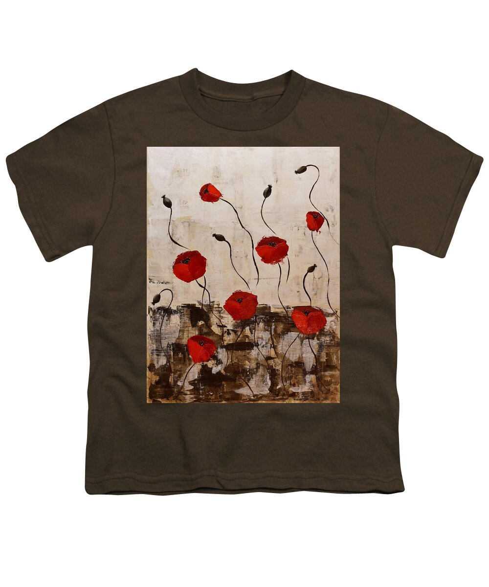 Painting Youth T-Shirt featuring the painting Abstract Poppy by Jimmy Chuck Smith
