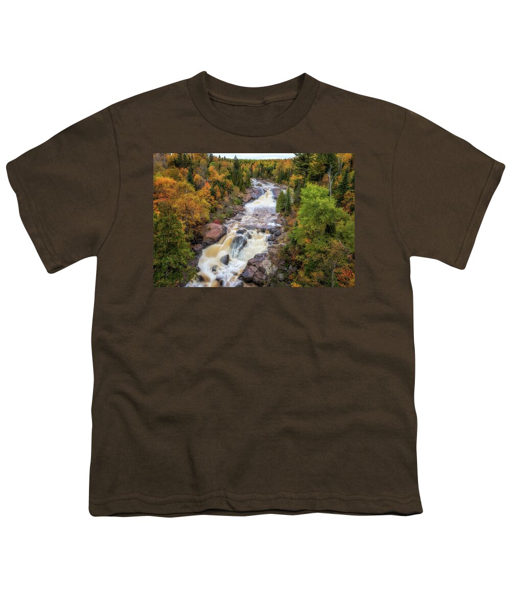Waterfall Youth T-Shirt featuring the photograph Autumn at Beaver River Falls by Susan Rissi Tregoning