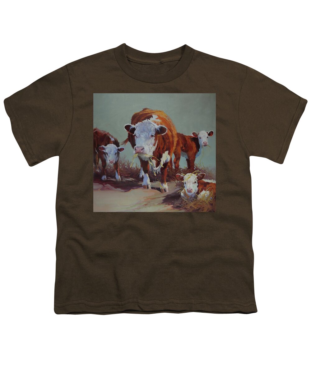 Farm Animals Youth T-Shirt featuring the painting Babysitter II by Carolyne Hawley