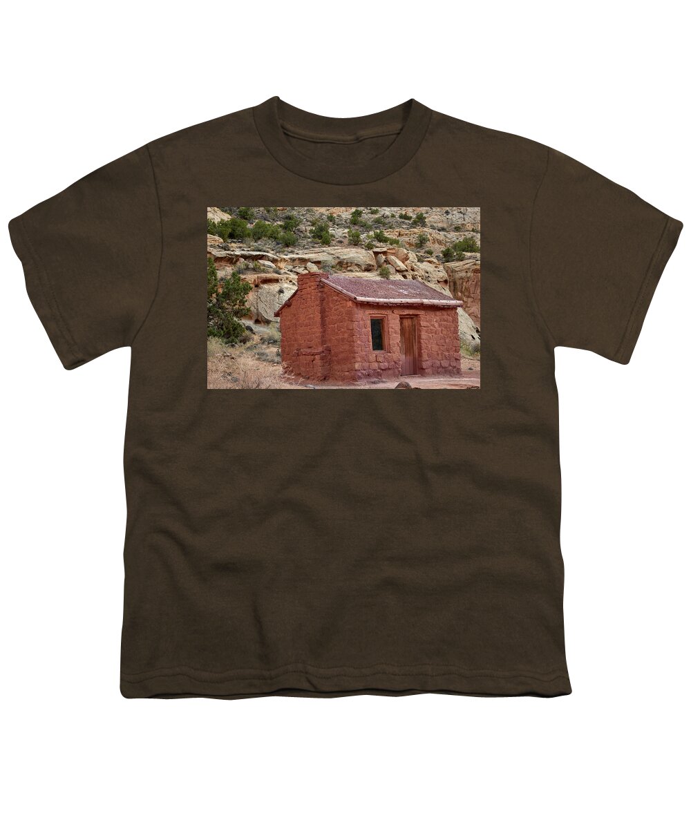 South West Youth T-Shirt featuring the photograph Behunin Cabin by Paul Freidlund