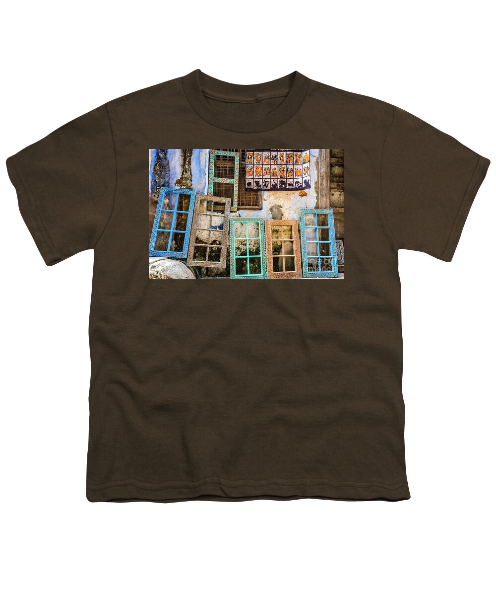 Frame Youth T-Shirt featuring the photograph Colorful window frames by Lyl Dil Creations