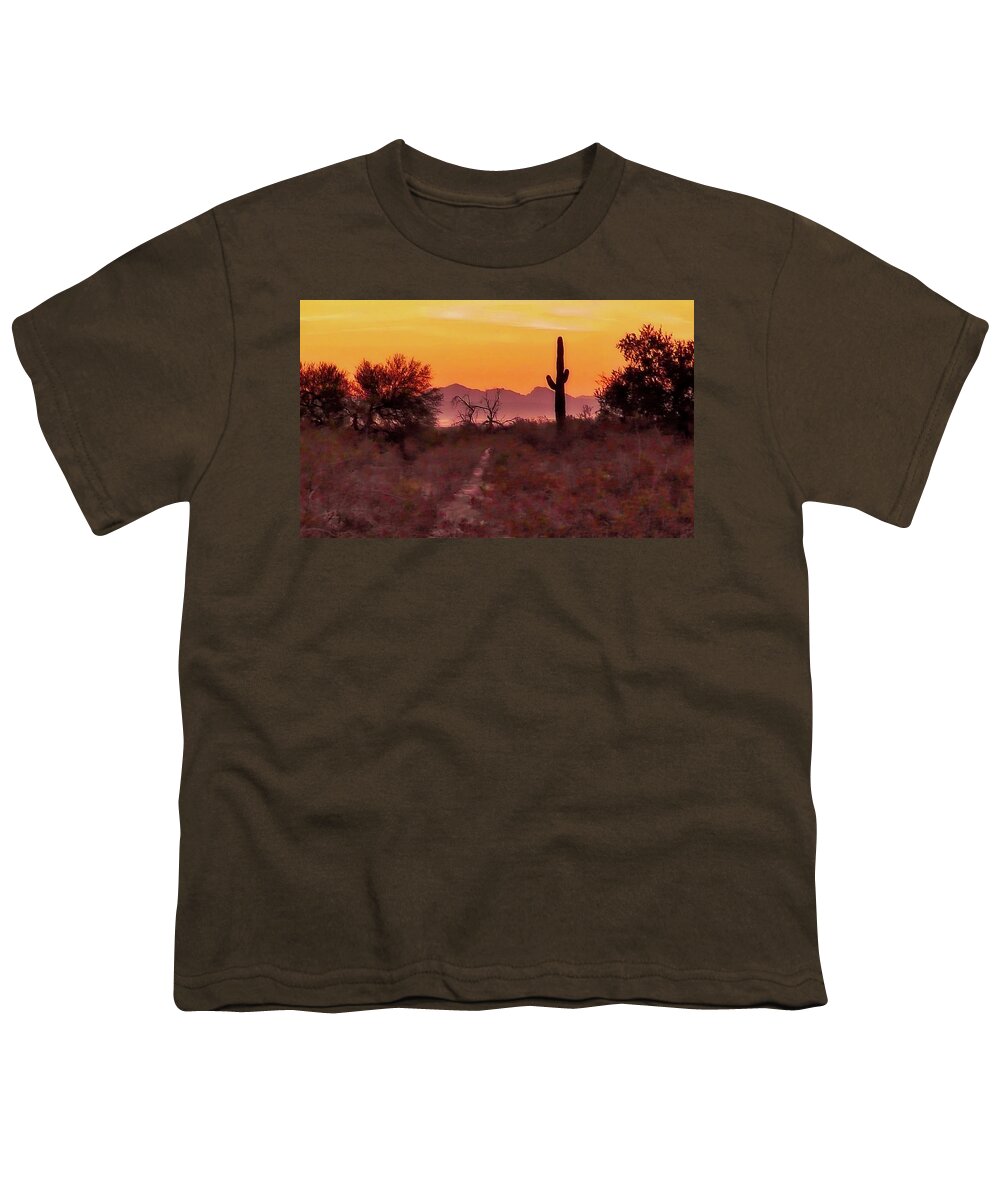 Affordable Youth T-Shirt featuring the photograph Desert Sunrise Trail by Judy Kennedy