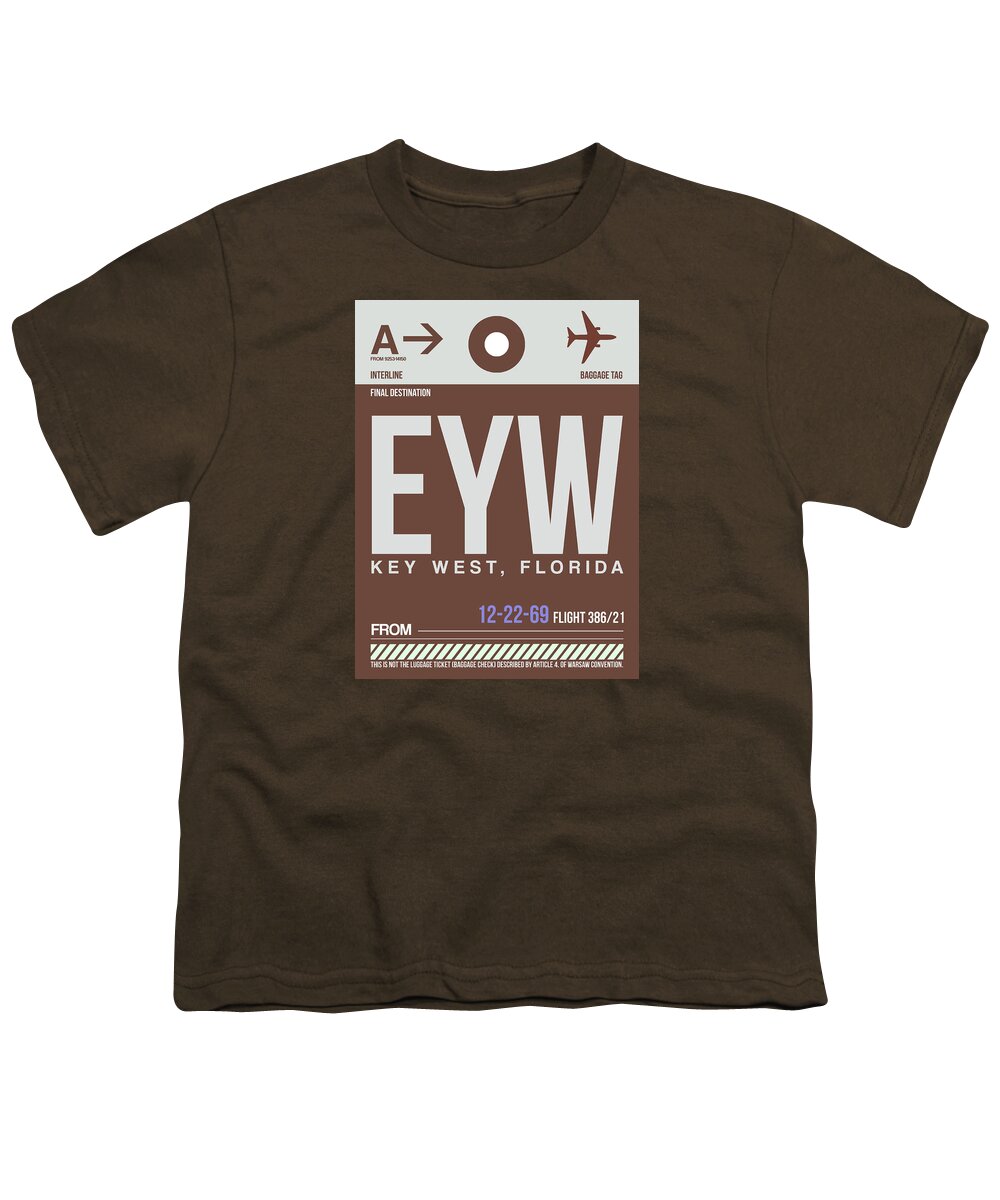 Key West Youth T-Shirt featuring the digital art EYW Key West Luggage Tag II by Naxart Studio