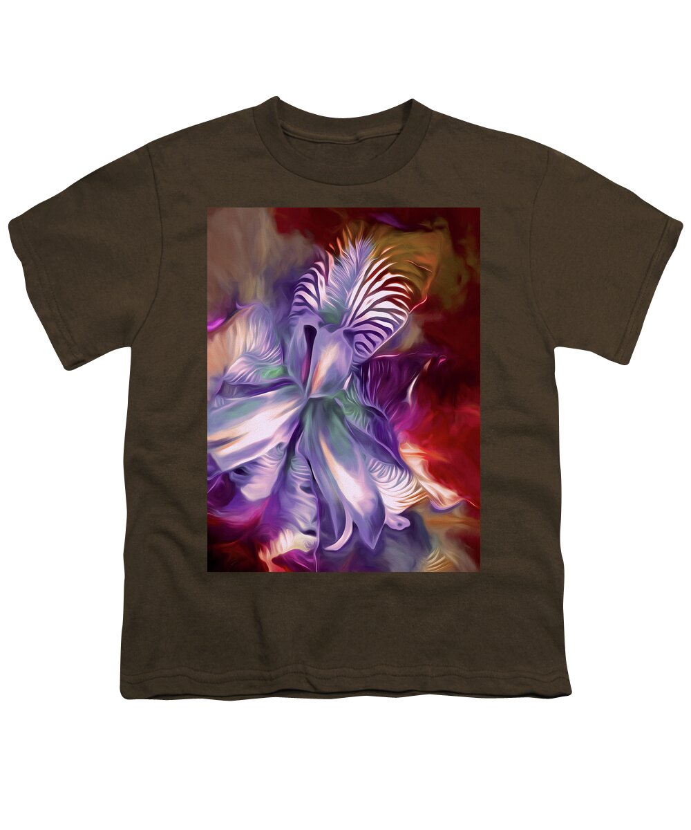 Iris Youth T-Shirt featuring the mixed media Iris Splendor 12 by Lynda Lehmann