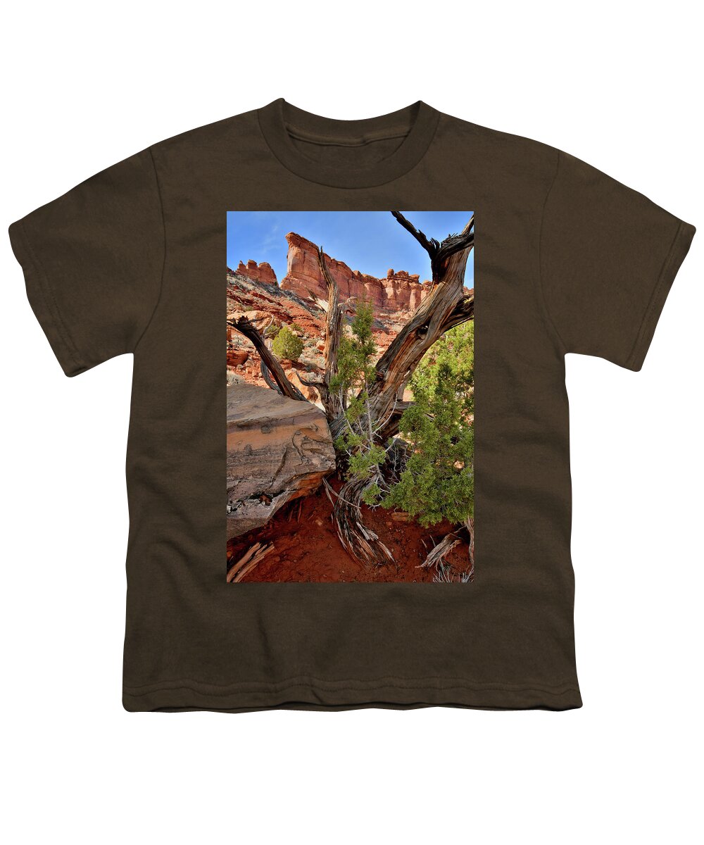 Valley Of The Gods Youth T-Shirt featuring the photograph Looking Skyward in Valley of the Gods by Ray Mathis