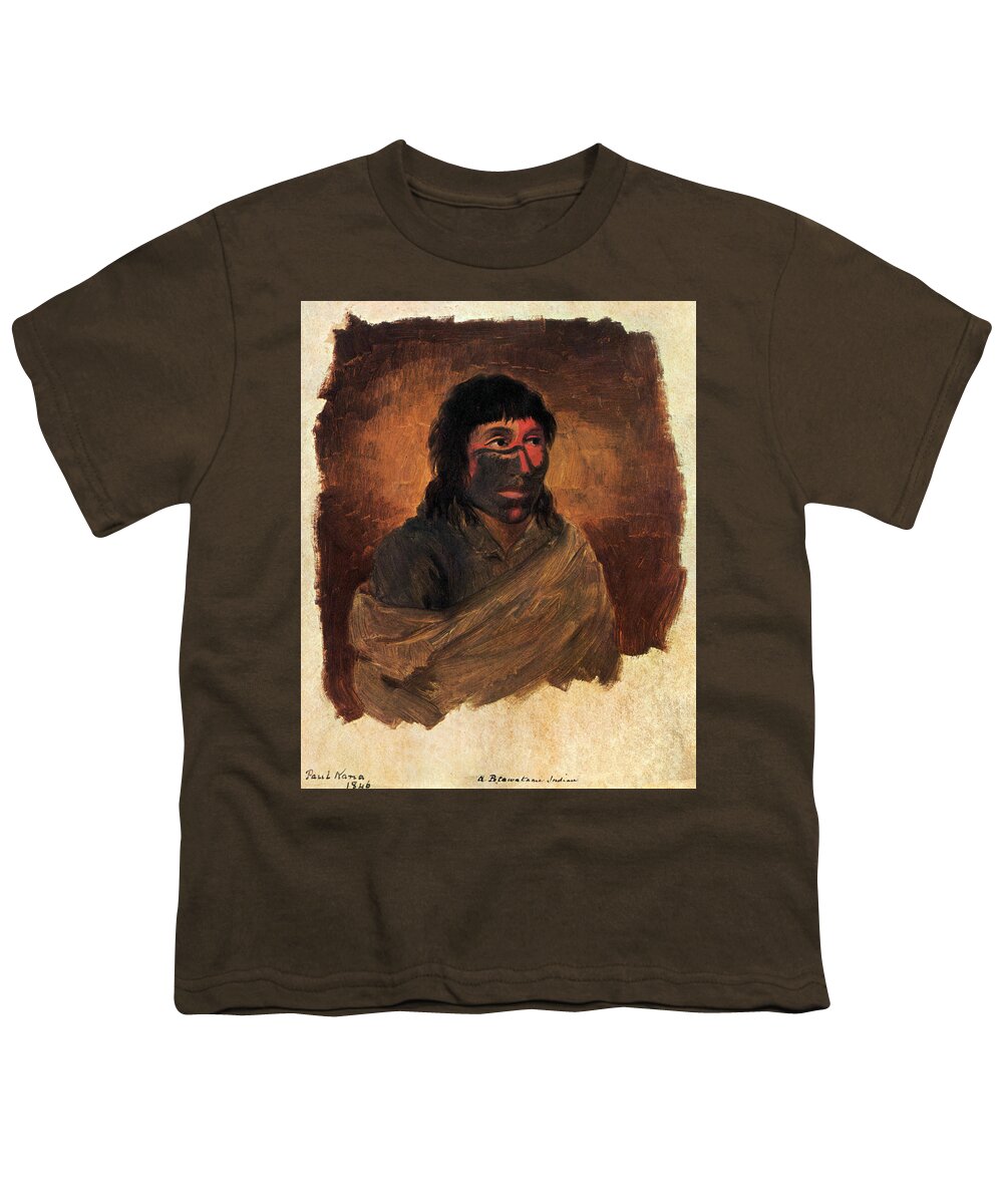 1846 Youth T-Shirt featuring the painting Native American Warrior, Fox River by Science Source
