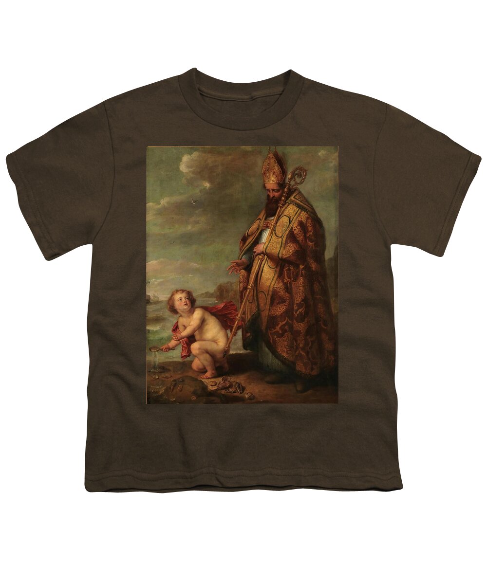Anonymous Youth T-Shirt featuring the painting 'Saint Augustine meditating on the Trinity'. XVII ce... by Anonymous