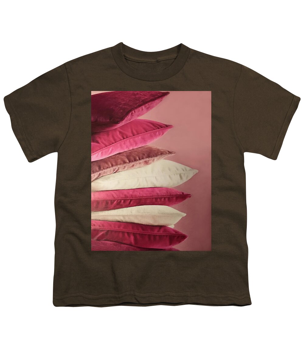 Stacked Colors Of Pillows Abstract Youth T-Shirt featuring the photograph Stacked Colors Of Pillows Abstract Painted by Sandi OReilly