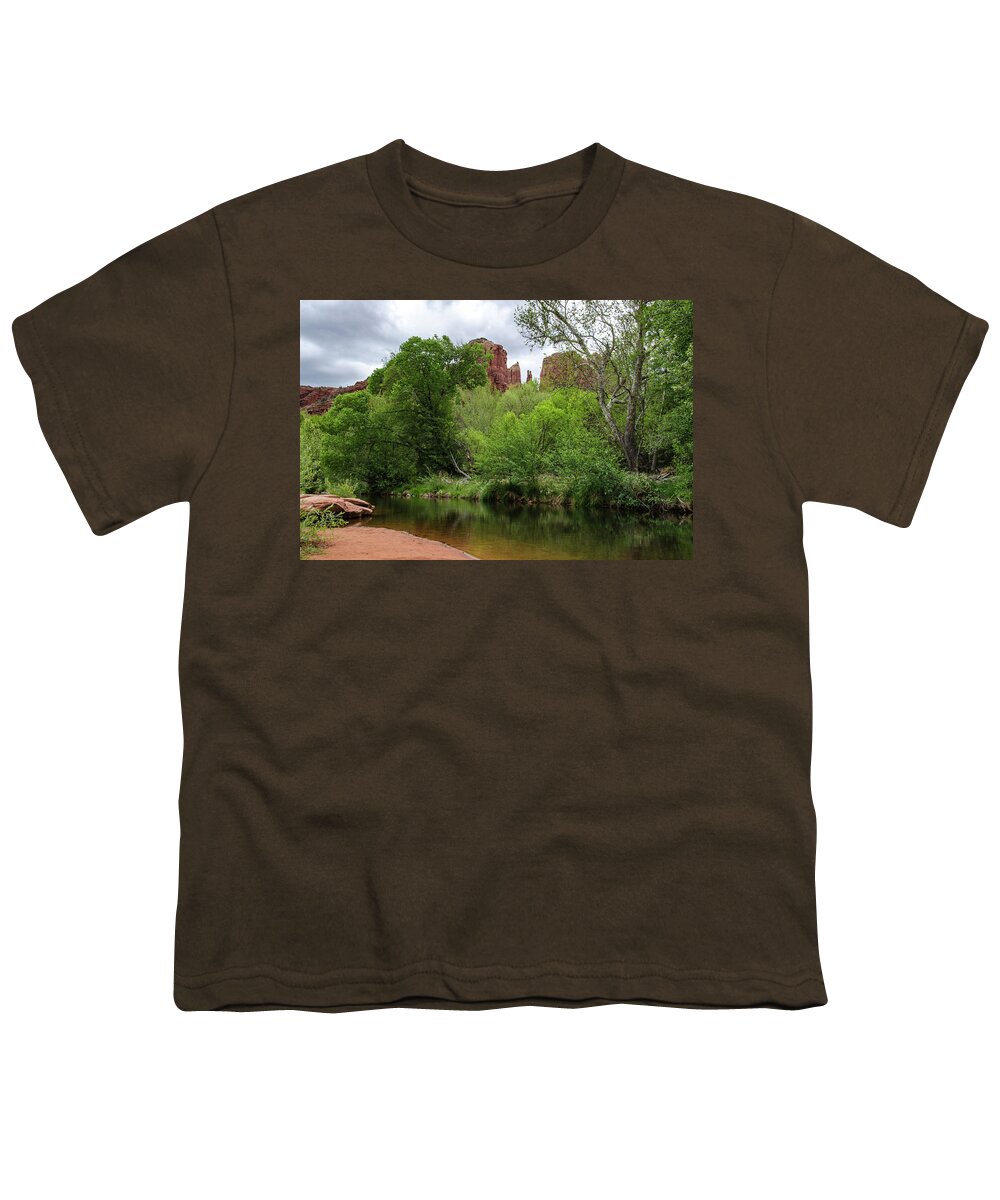 Red Rock State Park Youth T-Shirt featuring the photograph The Banks of Oak Creek by Douglas Wielfaert