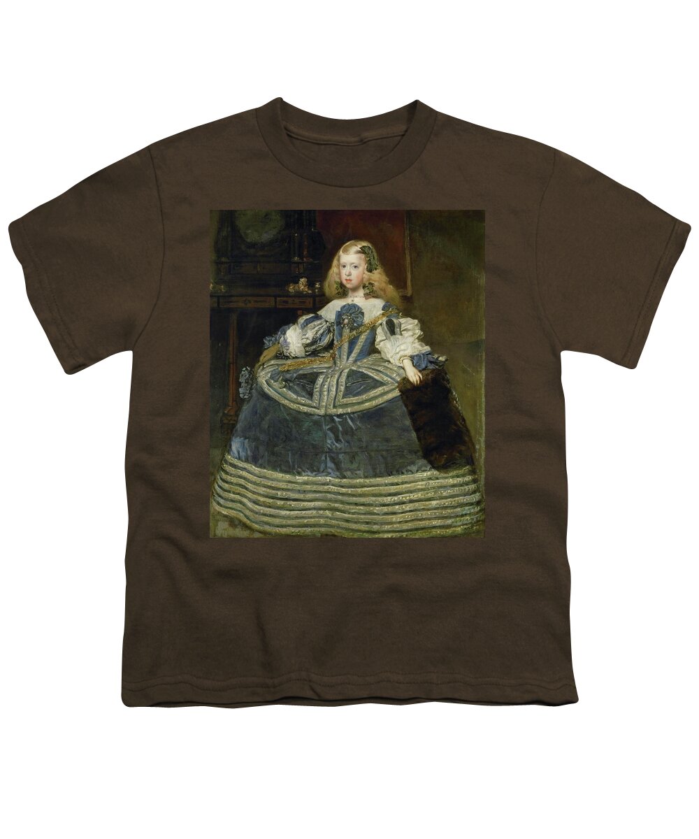 Diego Velazquez Youth T-Shirt featuring the painting The Infanta Margarita Teresa -1651-1673- in blue dress. Oil on canvas -1659- 127 x 107 cm Cat. 739.. by Diego Velazquez -1599-1660-