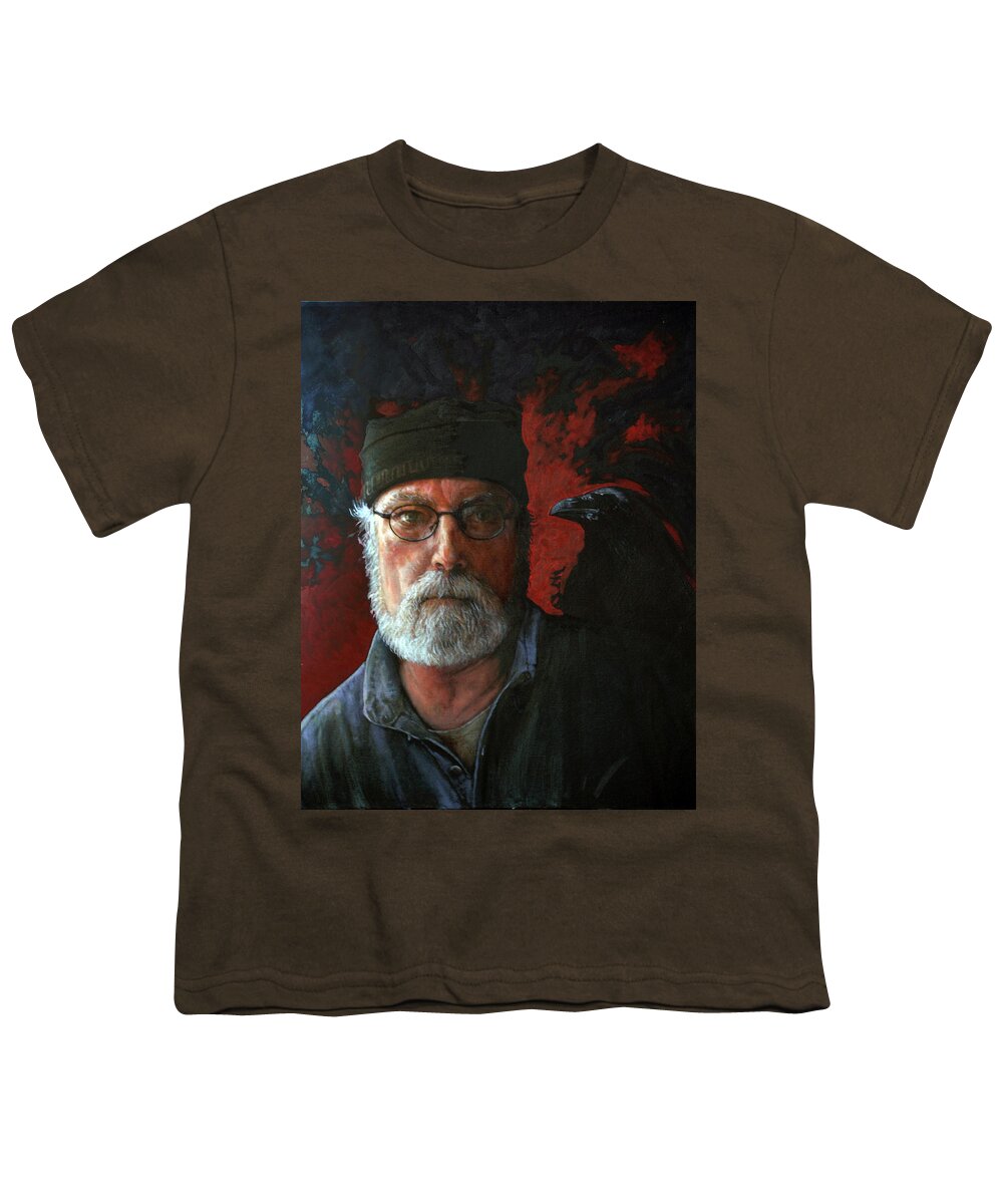 Self Portrait Youth T-Shirt featuring the painting The Raven King by William Stoneham