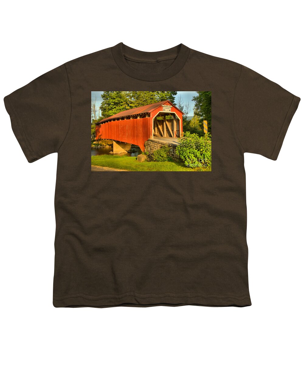 Enslow Youth T-Shirt featuring the photograph Turkey Trail Covered Bridge by Adam Jewell