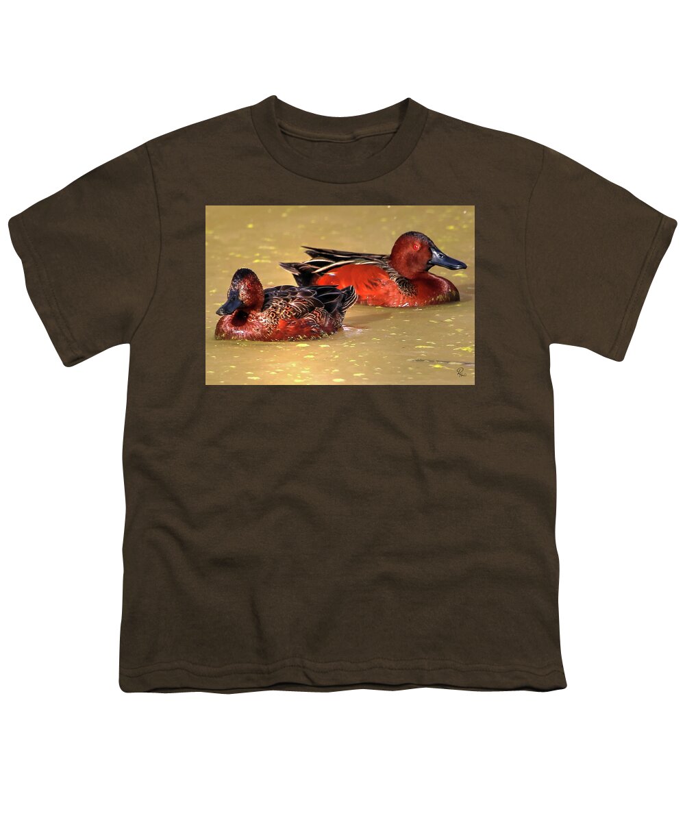 Cinnamon Teal Youth T-Shirt featuring the photograph Cinnamon Teal Pair #1 by Robert Harris