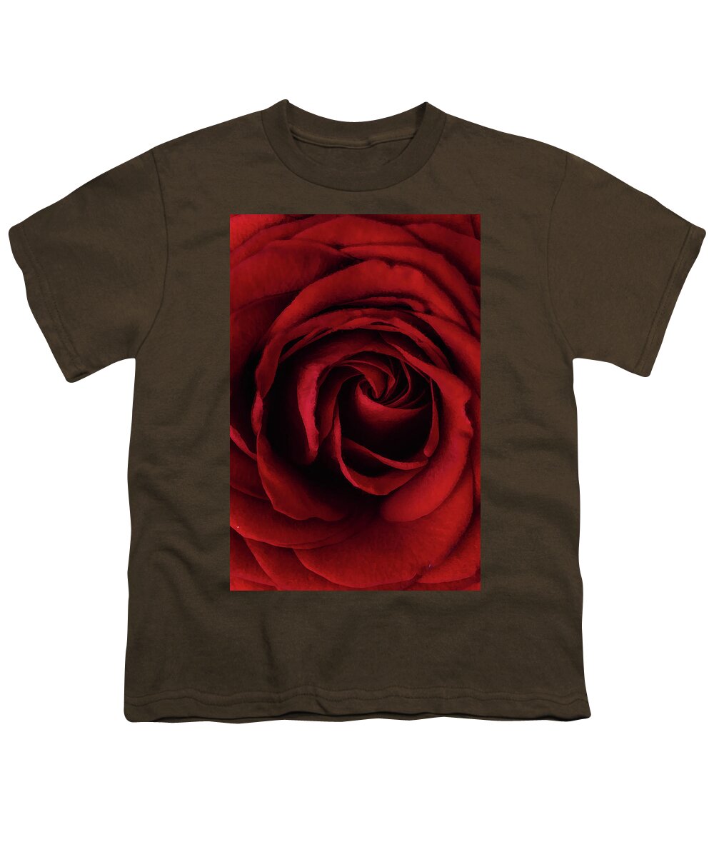 Red Youth T-Shirt featuring the mixed media Red Rose #1 by Vintage Collectables