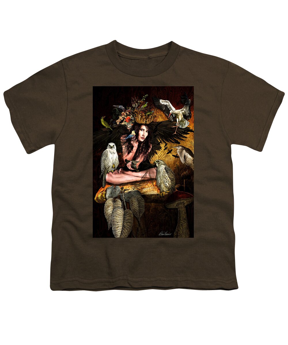 Birds Youth T-Shirt featuring the digital art The Winged Messenger #1 by Diana Haronis