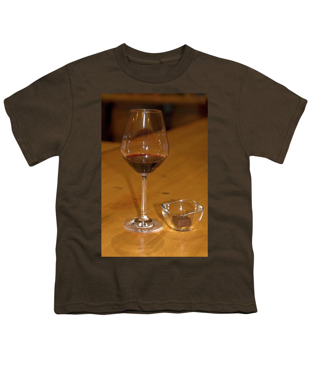 Wine In Glass Youth T-Shirt featuring the photograph Wine and Chocolate by Sally Weigand