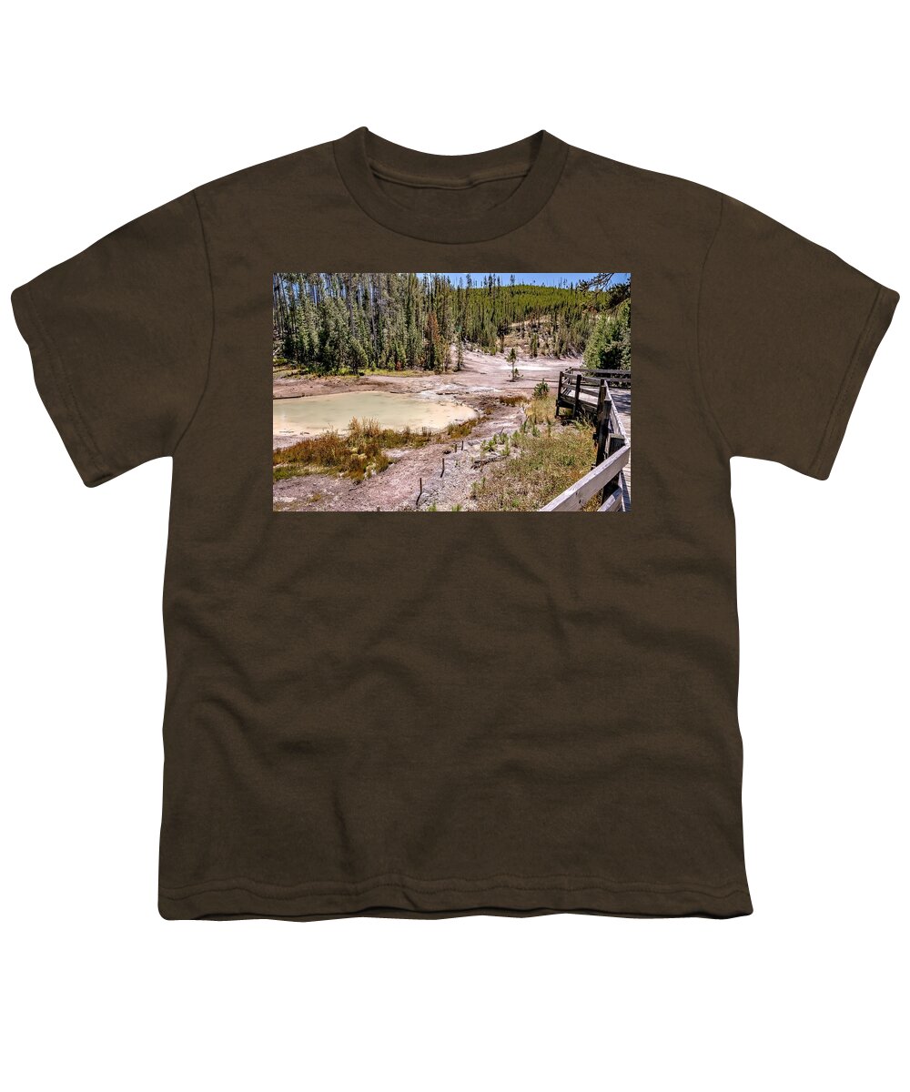 Mineral Youth T-Shirt featuring the photograph Beautiful Scenery At Mammoth Hot Spring In Yellowstone #14 by Alex Grichenko