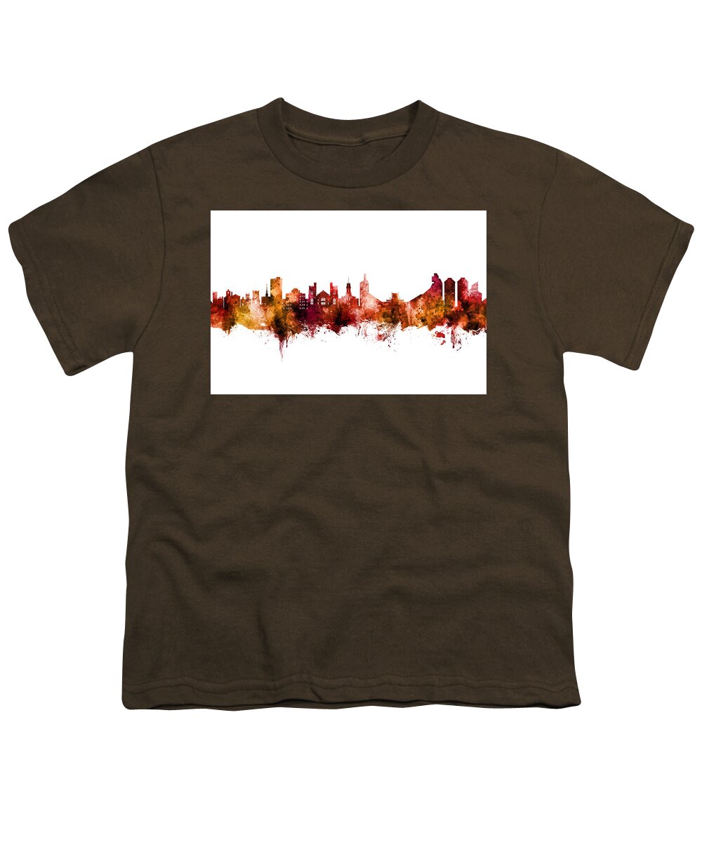 Boulder Youth T-Shirt featuring the digital art Boulder Colorado Skyline #15 by Michael Tompsett