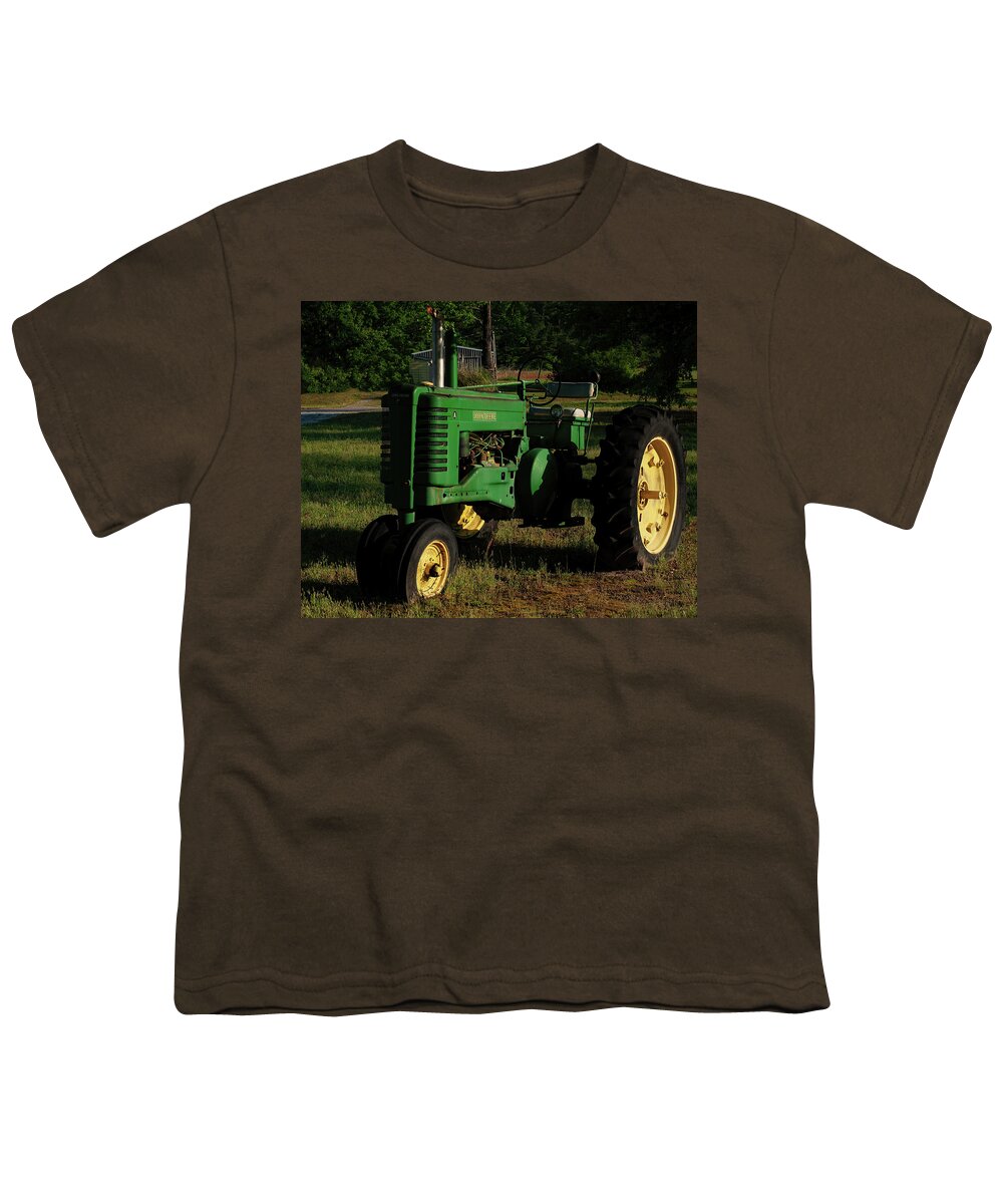 1940s John Deere Model A Row Crop Tractor Youth T-Shirt featuring the photograph 1940s John Deere model A row crop tractor by Flees Photos