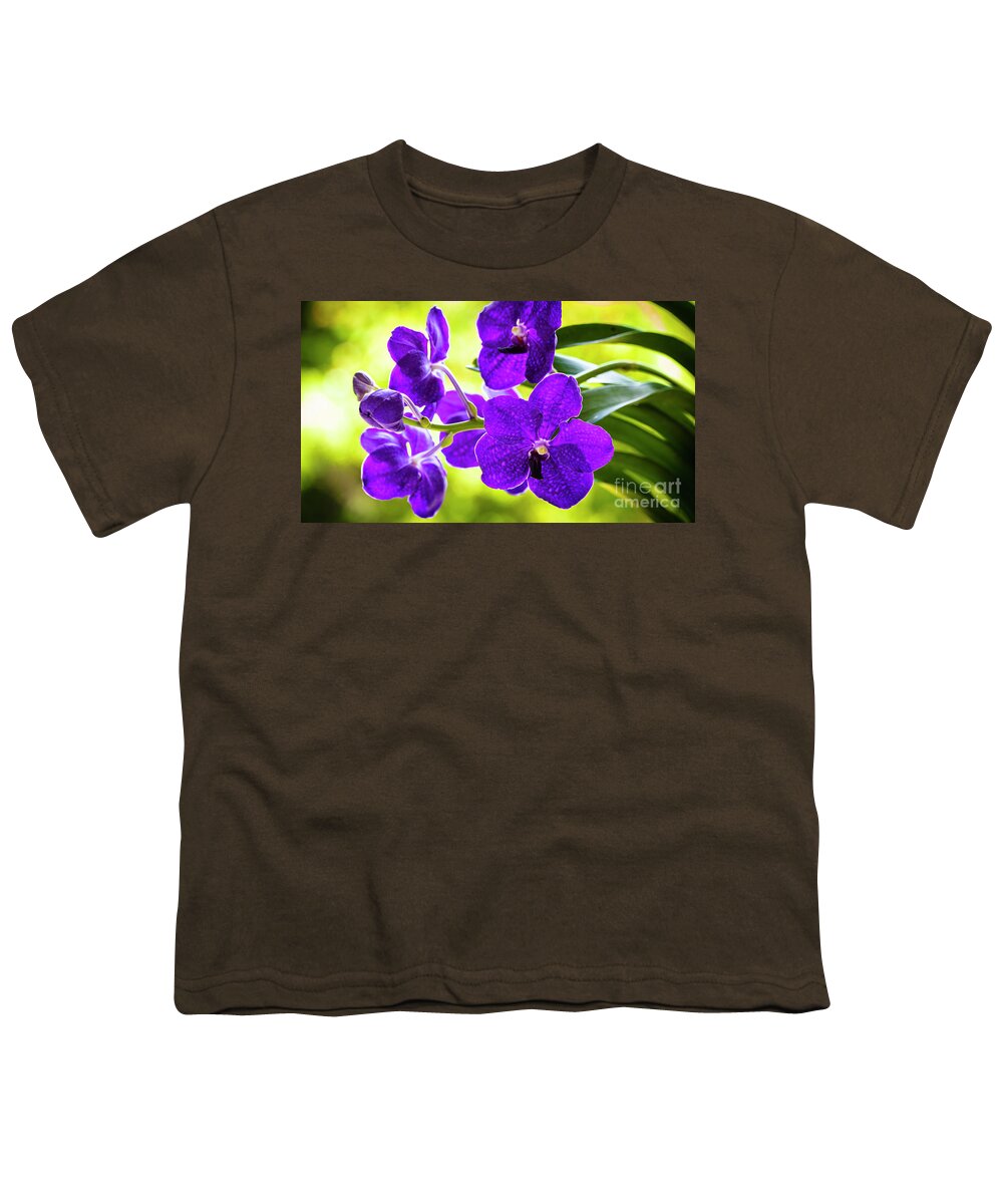 Background Youth T-Shirt featuring the photograph Purple Orchid Flowers #21 by Raul Rodriguez