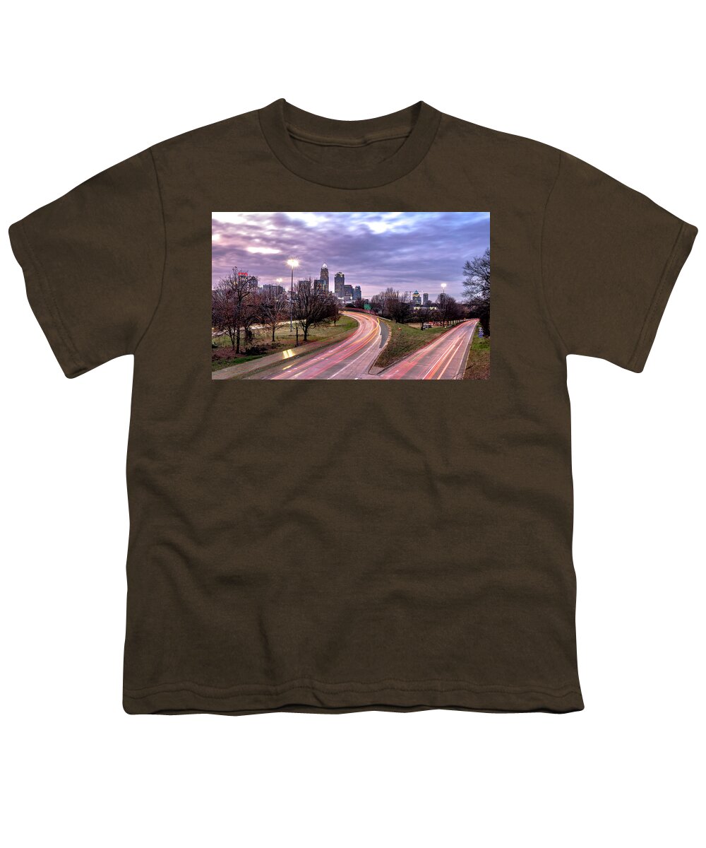 North Carolina Youth T-Shirt featuring the photograph Downtown of Charlotte North Carolina skyline #3 by Alex Grichenko