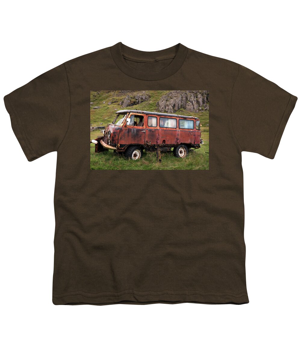 Van Youth T-Shirt featuring the photograph Abandoned off road van UAZ-452 in Seydisfjordur by RicardMN Photography